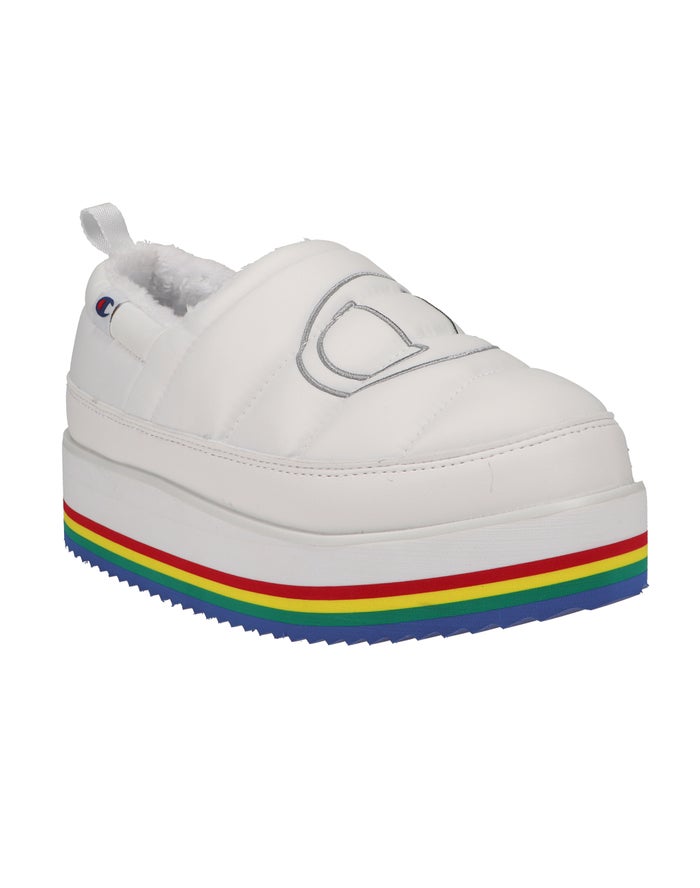 Champion Womens Slippers NZ - Platform White ( 2061-UGBEC )